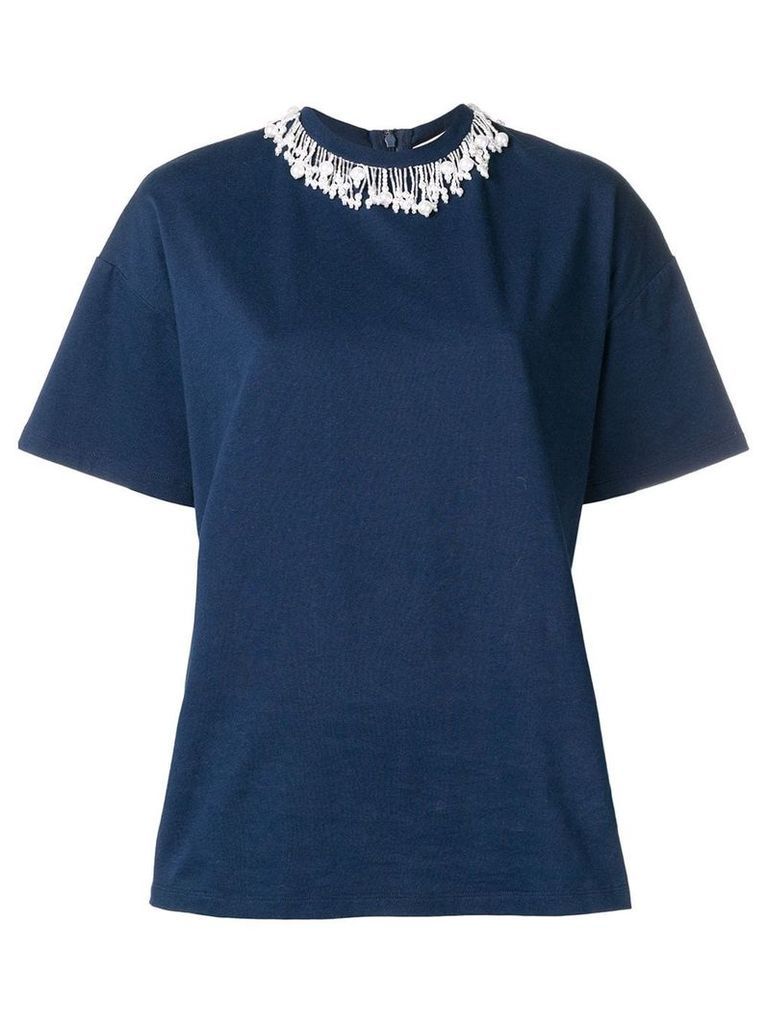 Christopher Kane pearl embellished T-shirt - Blue