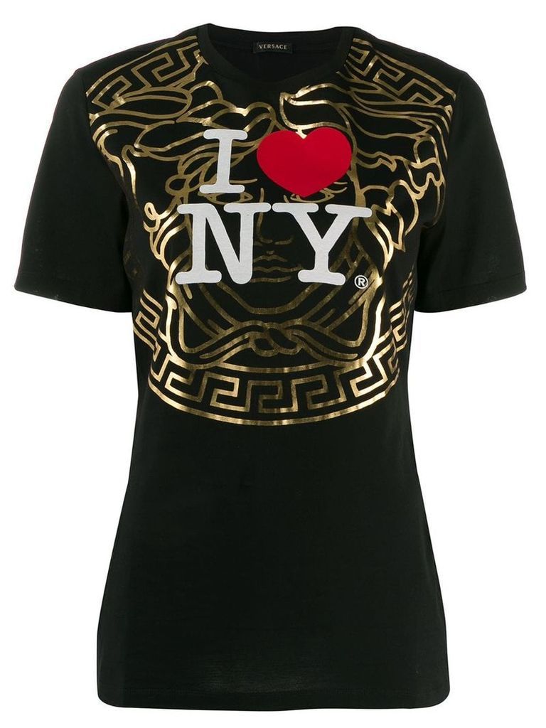 Versace New York-print T-shirt - Black