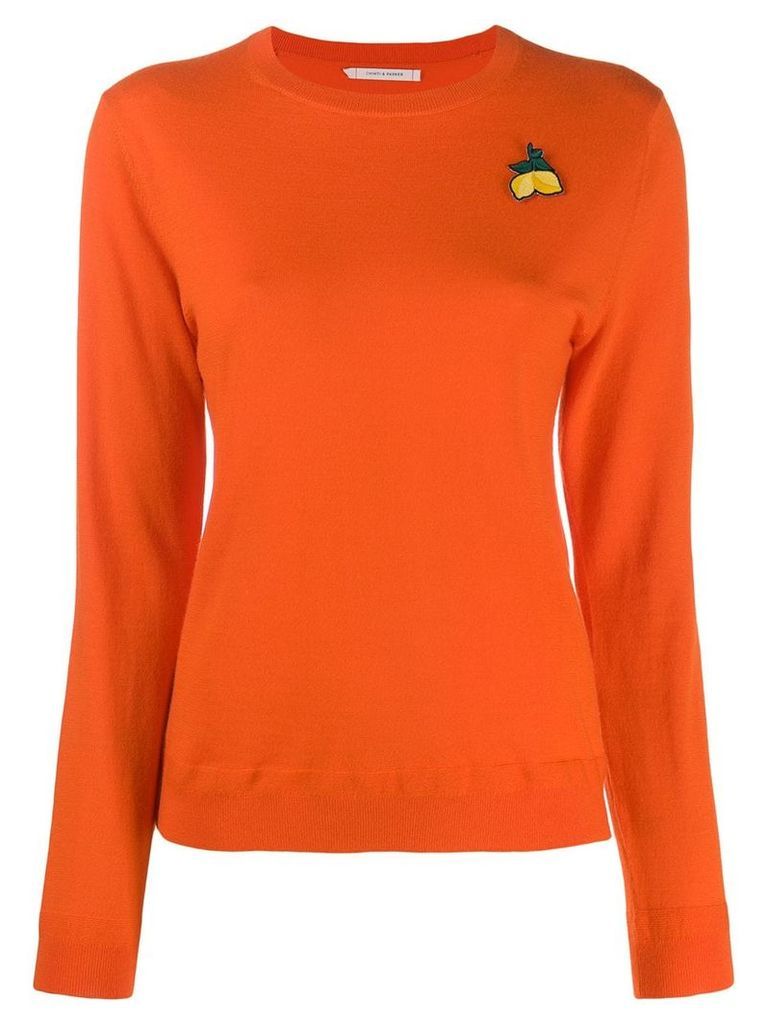 Chinti and Parker lemon embroidered sweater - ORANGE