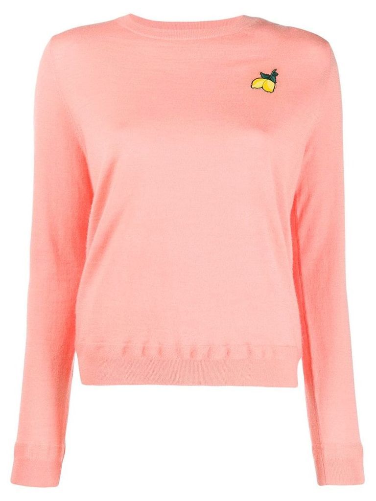 Chinti and Parker lemon embroidered sweater - PINK