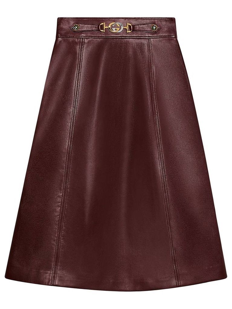 Gucci Leather skirt with Interlocking G detail - Red