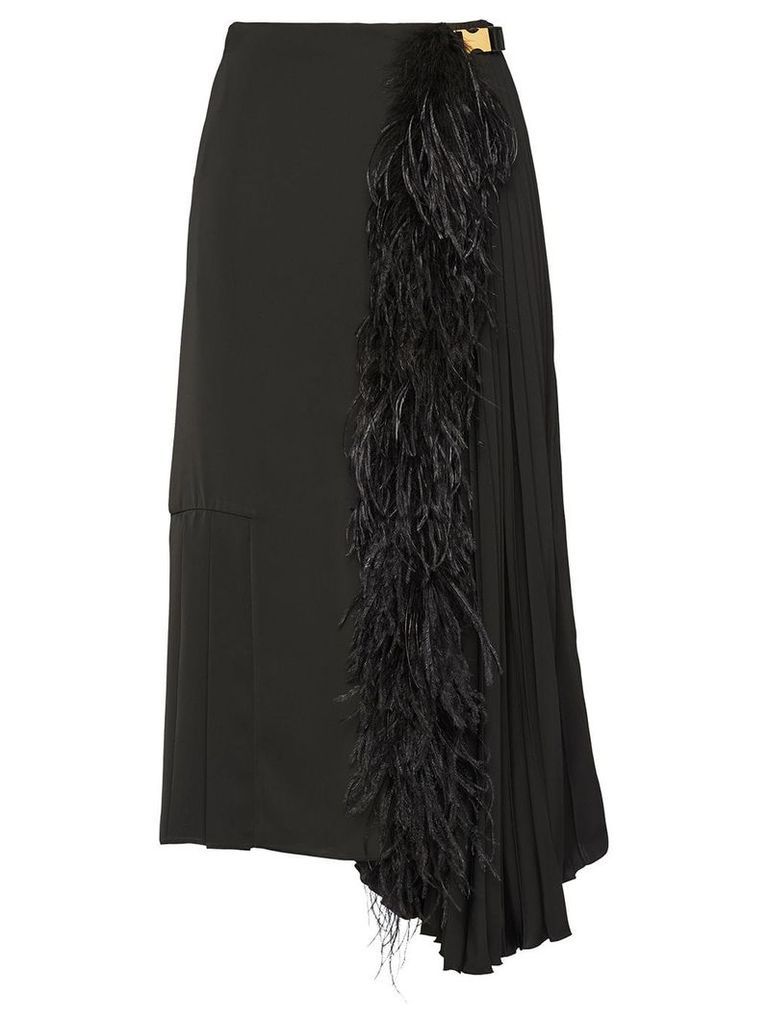 Prada feather trimmed midi skirt - Black