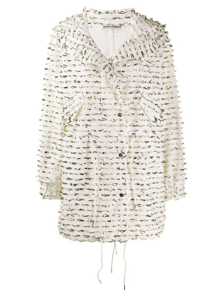 Jourden foil embellished single-breasted coat - White