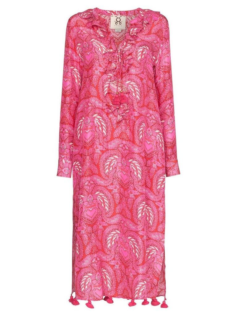 Figue Cerelina batik-print midi dress - PINK