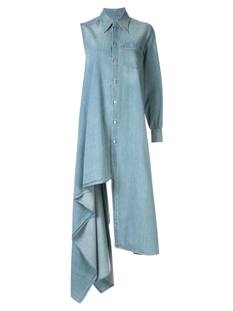 Mm6 Maison Margiela asymmetric denim shirt dress - Blue