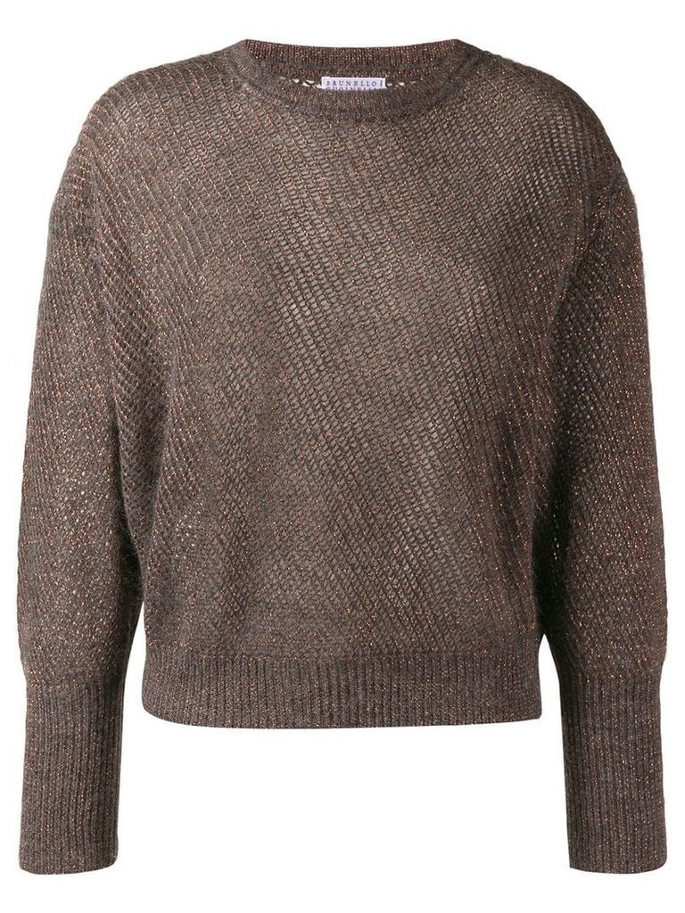 Brunello Cucinelli glitter-look knit jumper - Grey