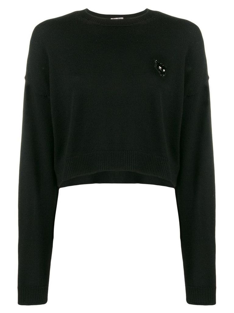 Miu Miu cropped cat sweater - Black