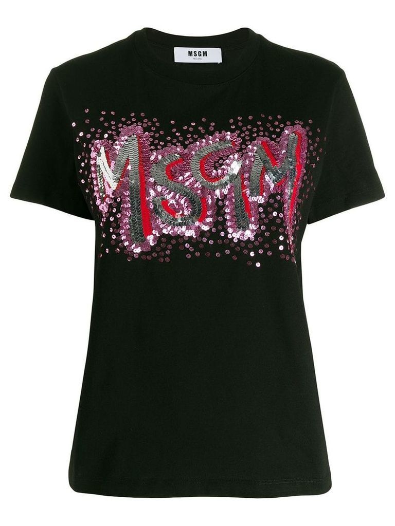 MSGM sequin logo T-shirt - Black