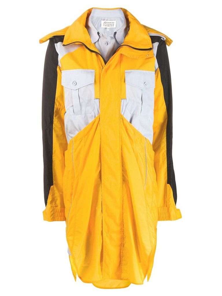 Maison Margiela colour block hooded raincoat - Yellow