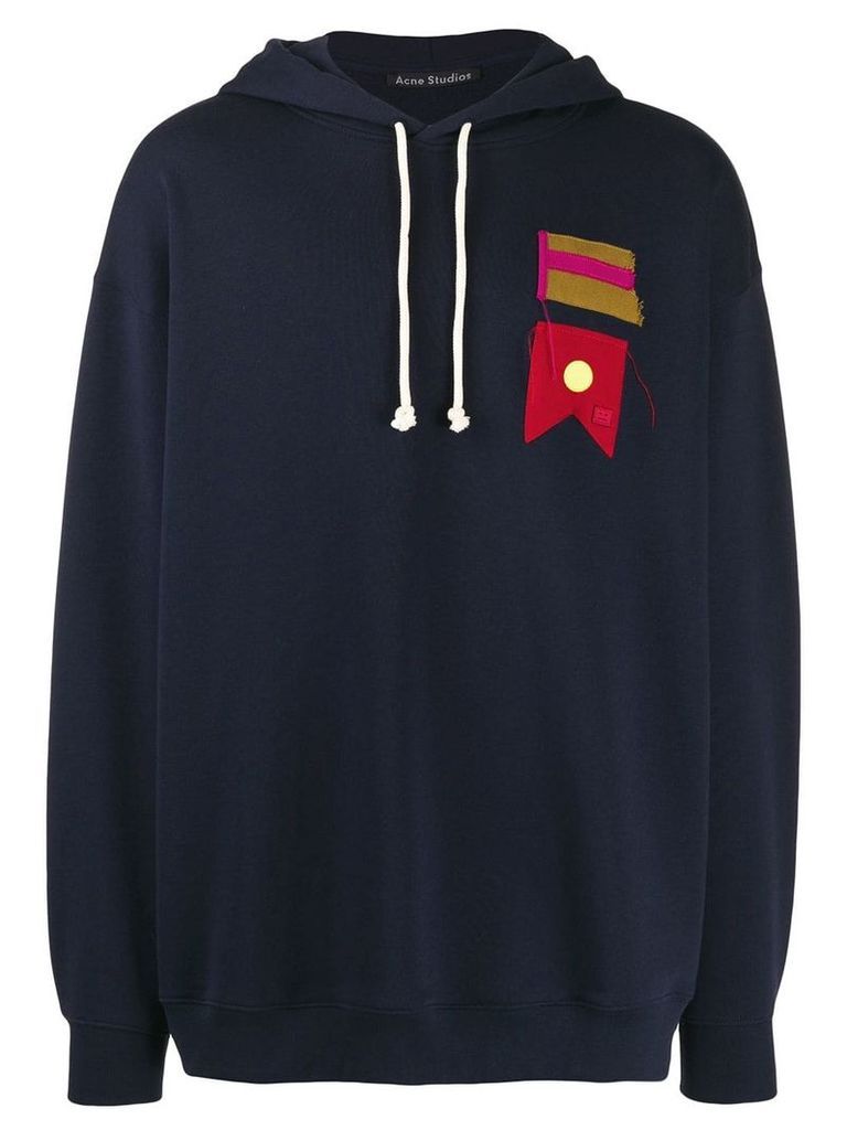Acne Studios flag patch oversized hoodie - Blue