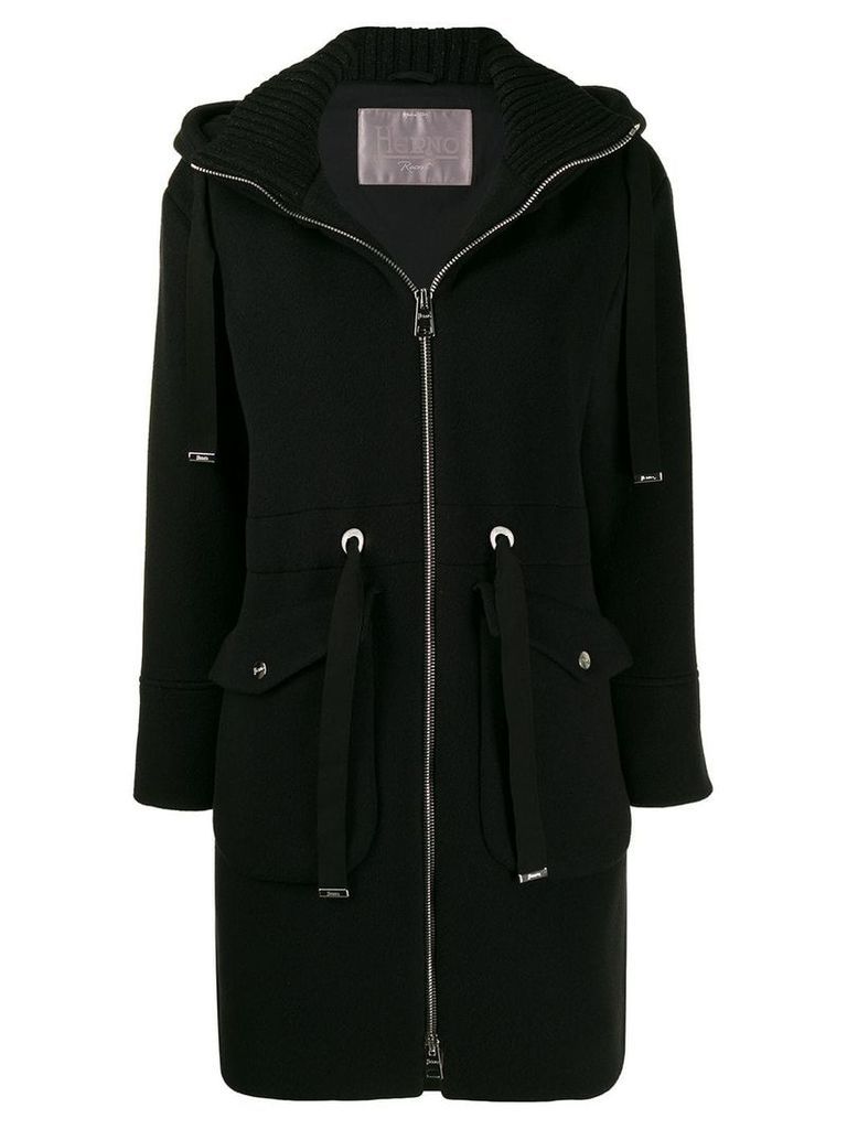 Herno hooded zip-up coat - Black