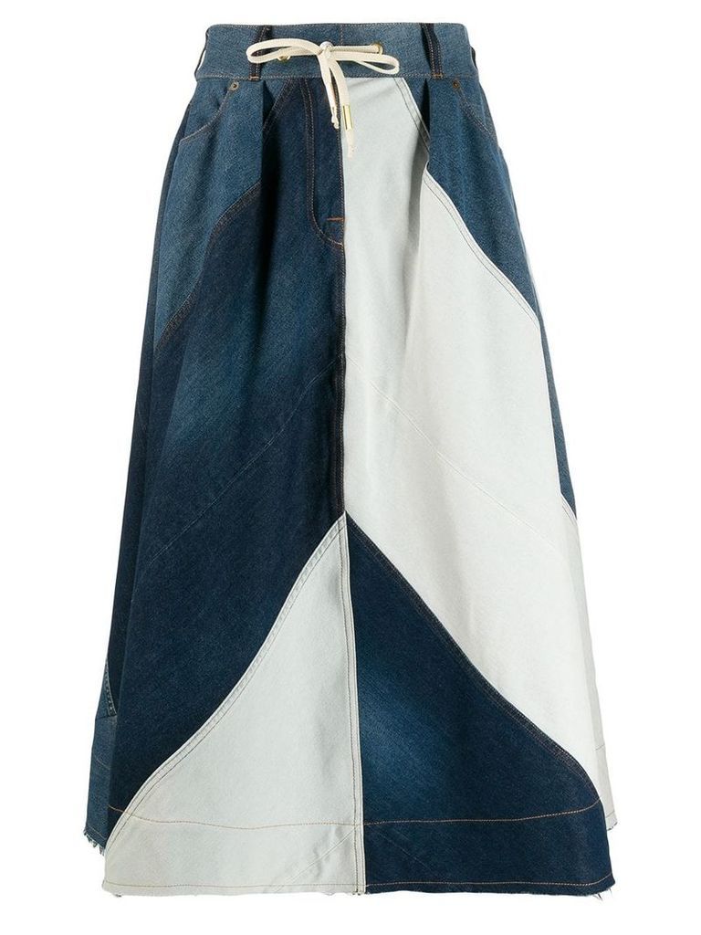 Acne Studios midi colour block skirt - Blue