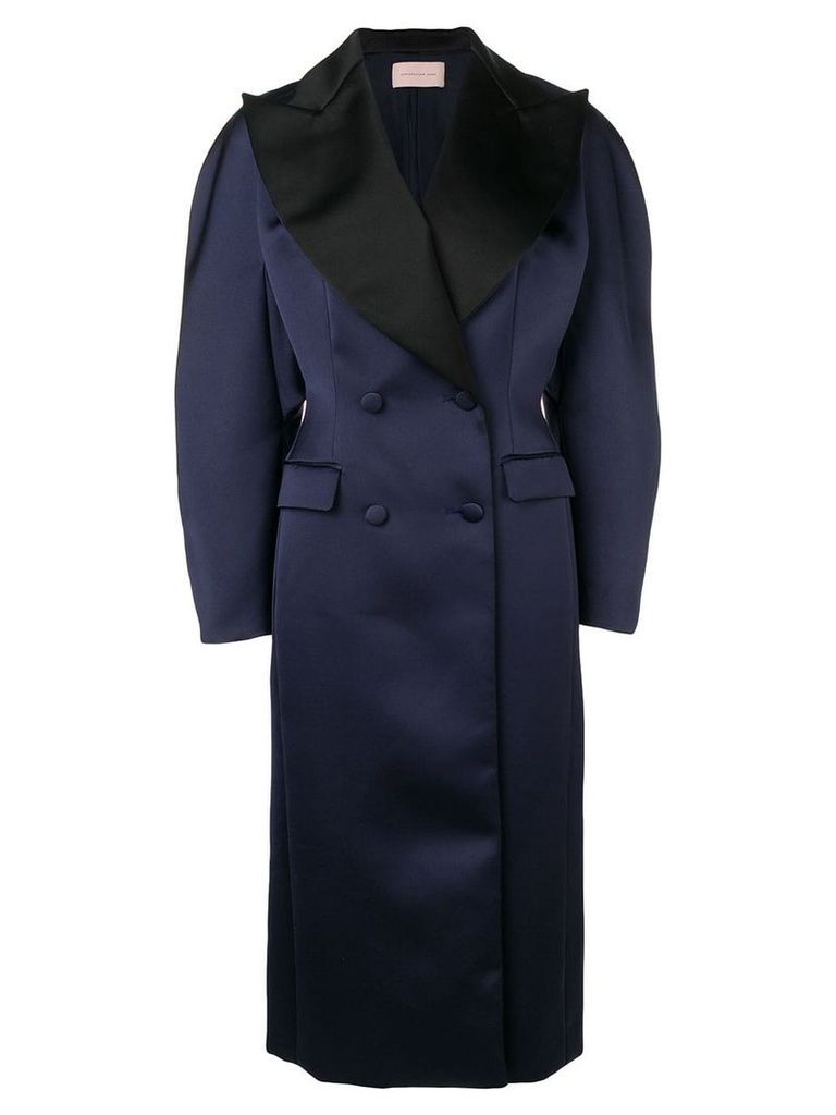 Christopher Kane satin double breasted coat - Blue