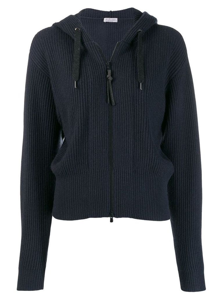 Brunello Cucinelli zipped hoodie - Blue
