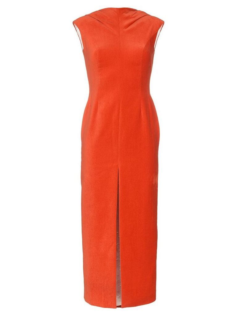 Situationist front-slit midi dress - Red