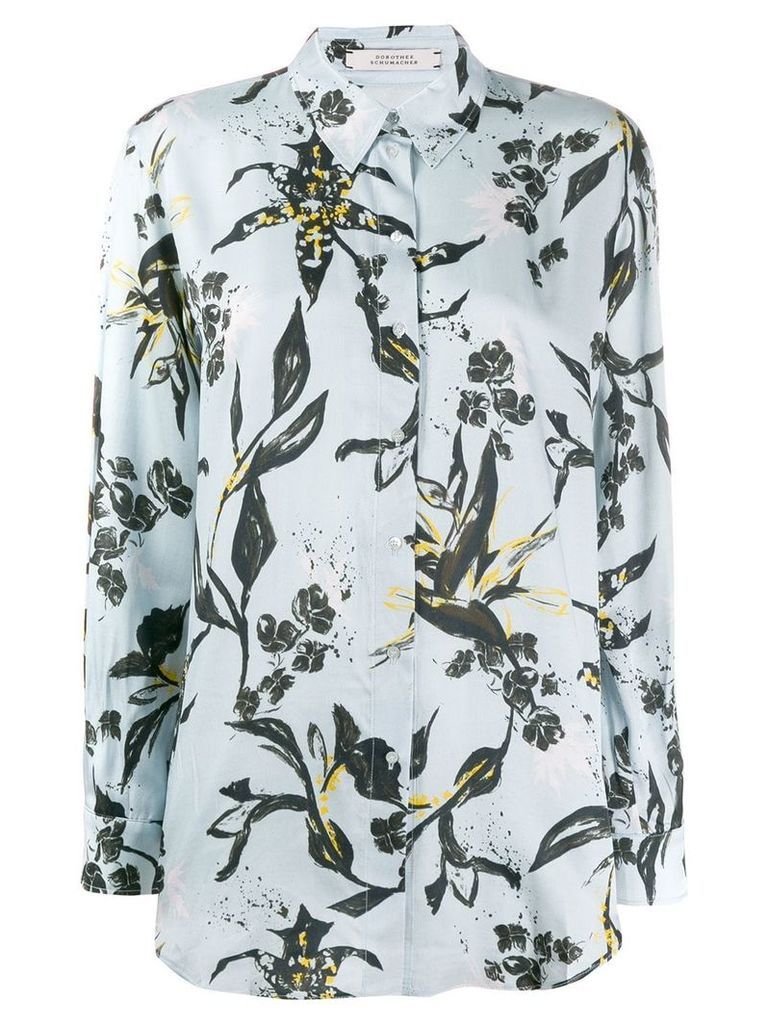 Dorothee Schumacher floral print longline shirt - Blue