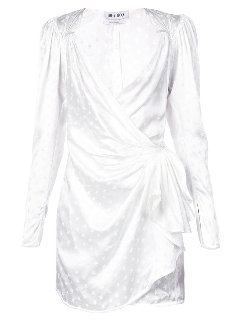Attico star print wrap dress - White