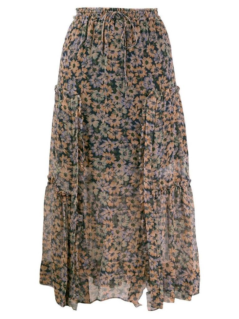 Coach floral skirt with front slits - Blue