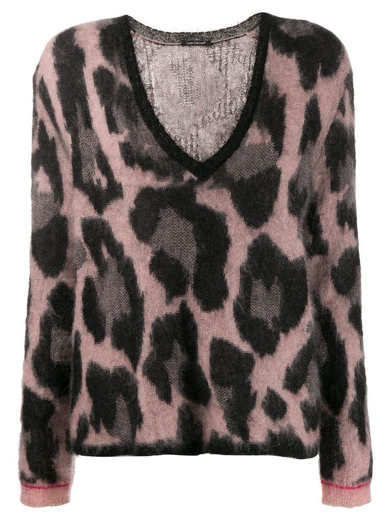 Luisa Cerano fuzzy leopard pattern jumper - Black