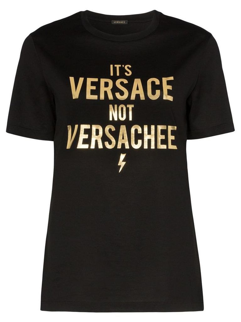 Versace slogan cotton T-shirt - Black