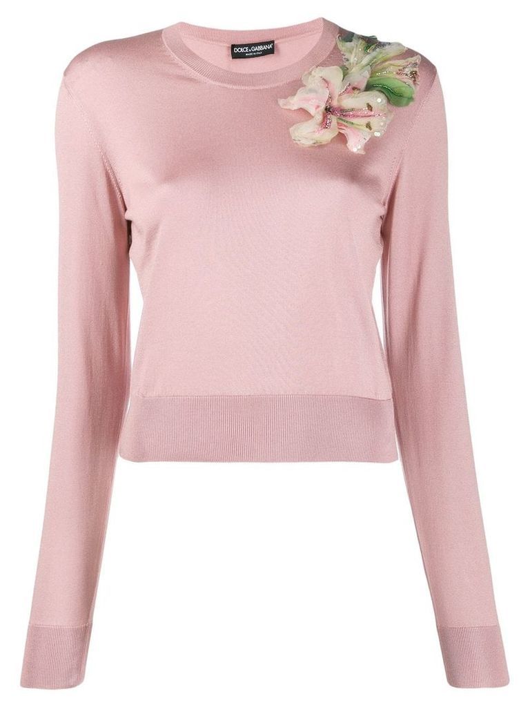 Dolce & Gabbana floral embroidered sweater - PINK