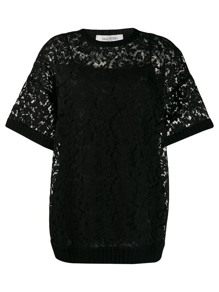 Valentino heavy lace T-shirt - Black