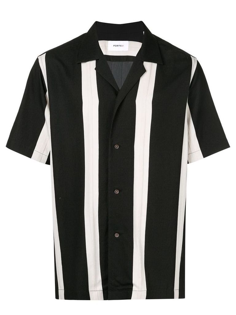 Ports V striped button-up shirt - Black