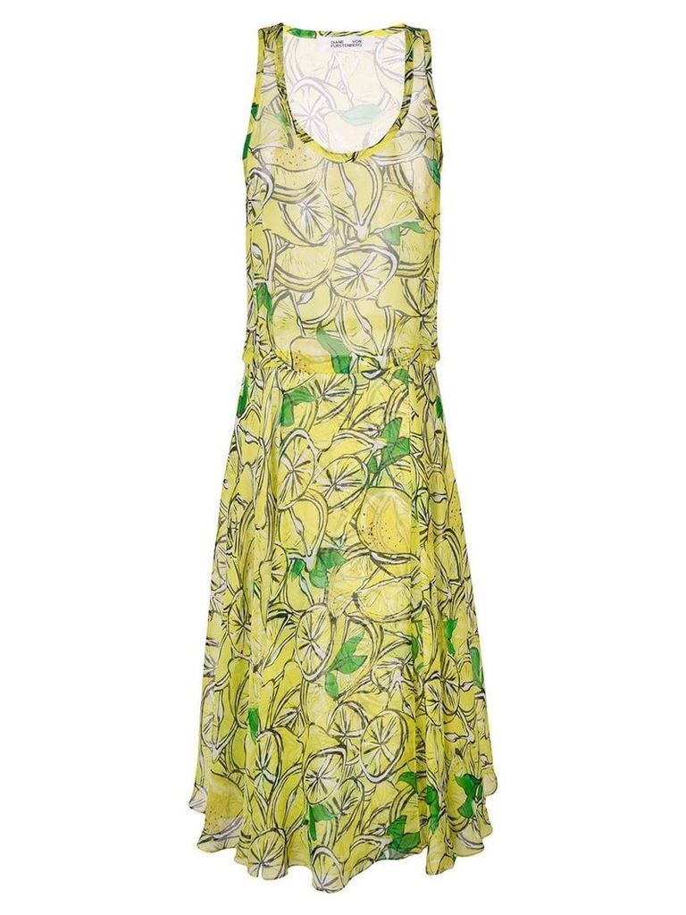 Diane von Furstenberg lemon print midi dress - Yellow