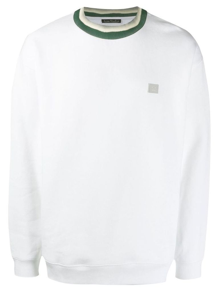 Acne Studios face patch crew neck sweatshirt - White