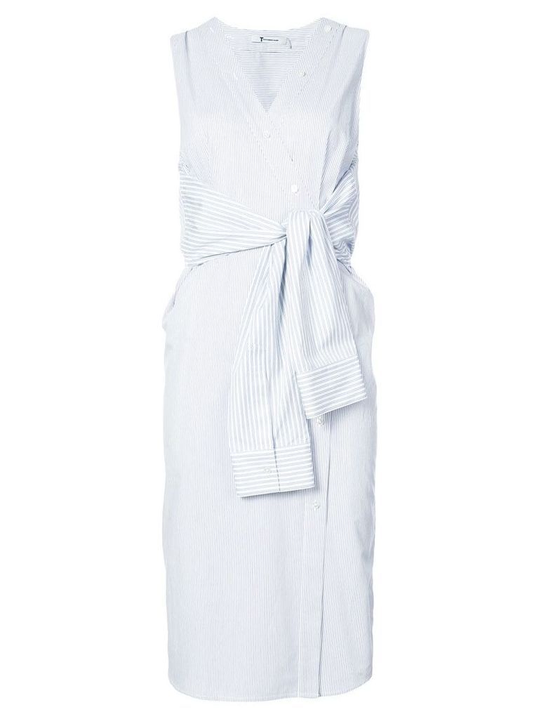 T By Alexander Wang tie front midi dress - White