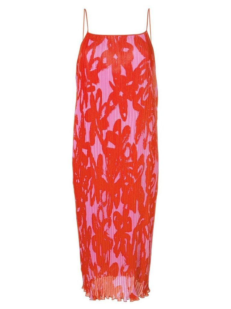 Diane von Furstenberg floral shift pleated dress - Red