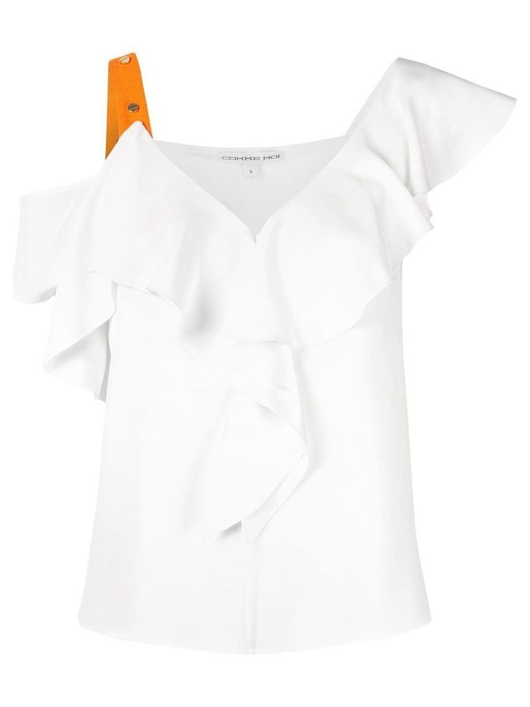Comme Moi contrasting strap blouse - White