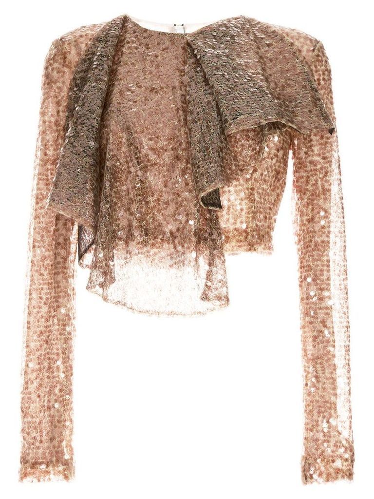 Walk Of Shame cropped sequined top - Brown