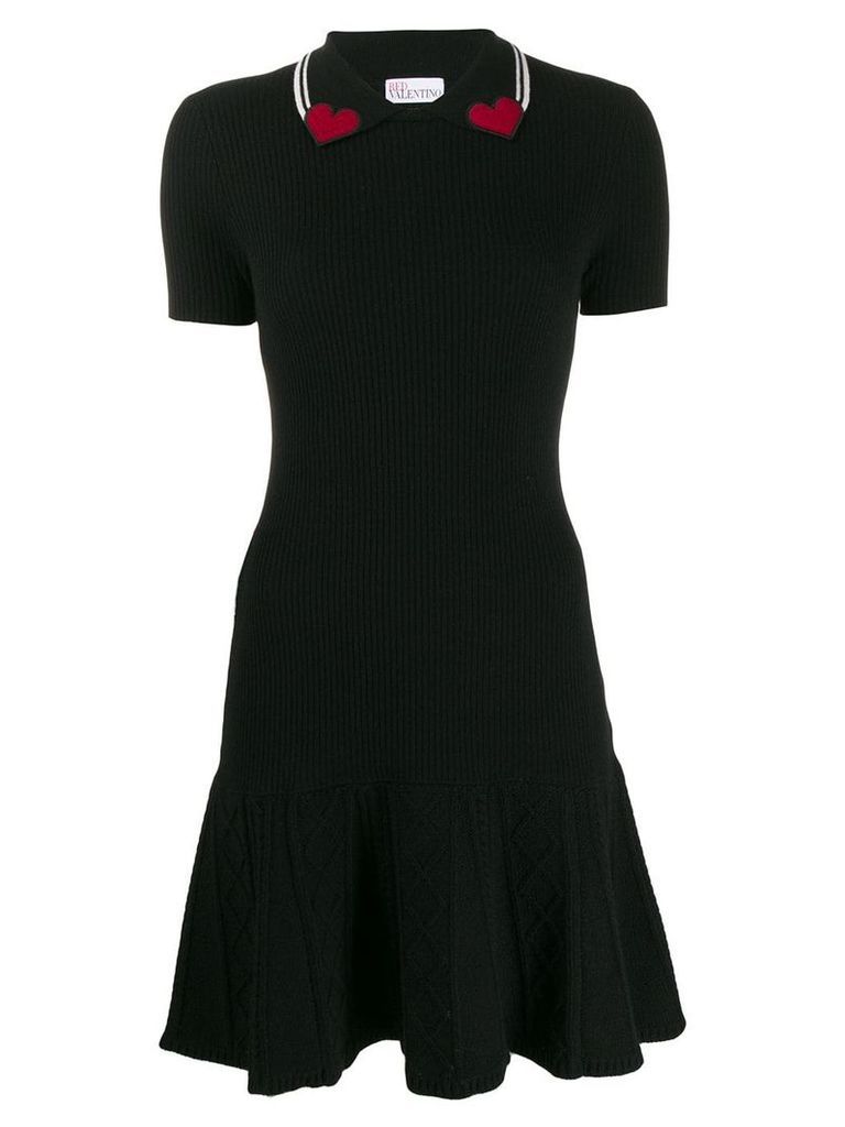 Red Valentino heart collar polo dress - Black