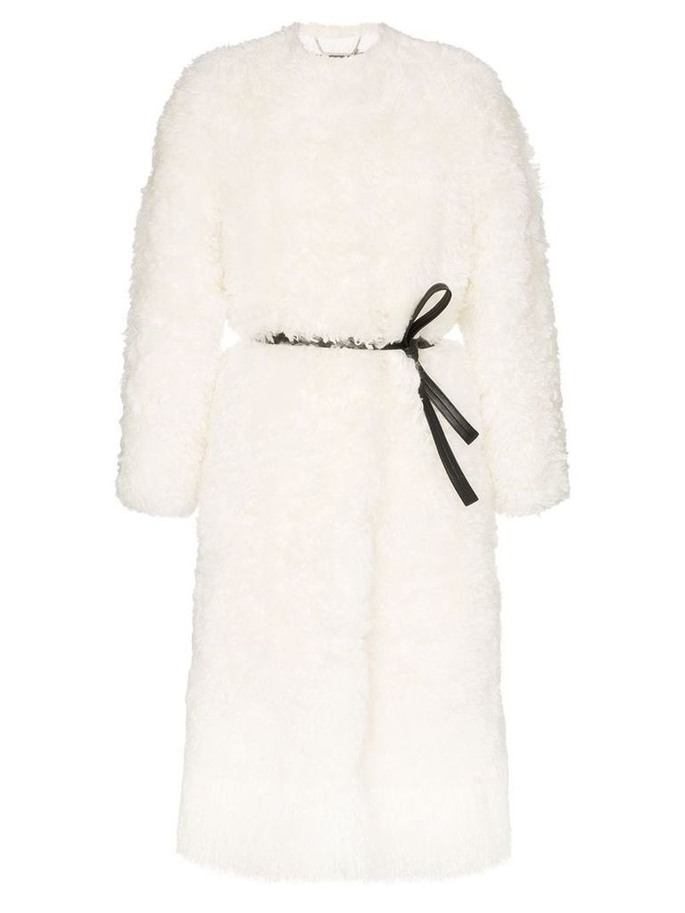 Givenchy shearling belted coat - White