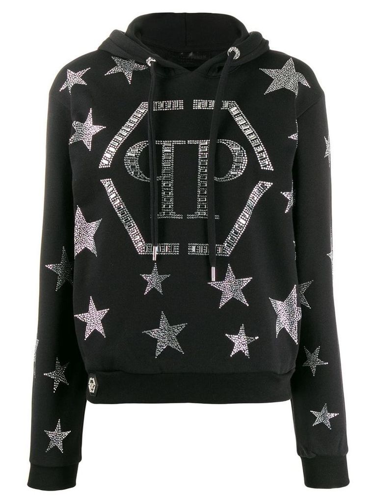 Philipp Plein crystal star hoodie - Black