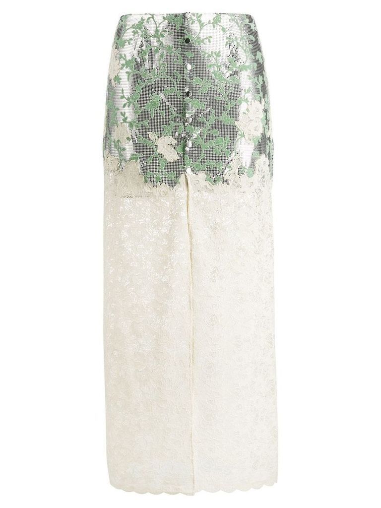 Paco Rabanne floral lace skirt - Metallic