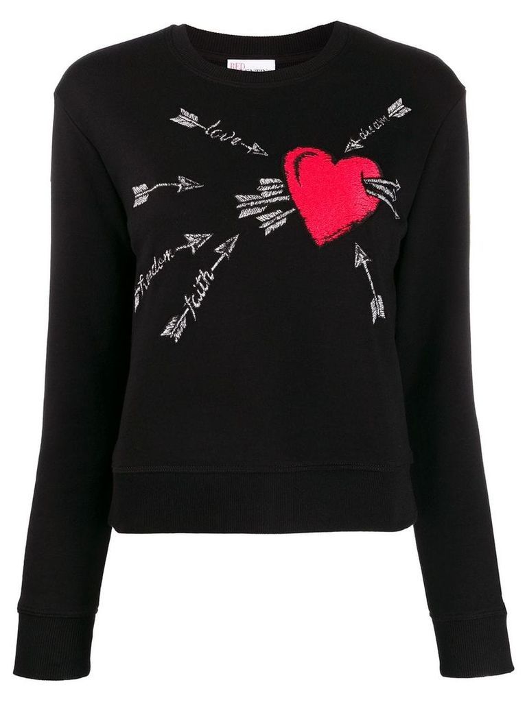 Red Valentino embroidered love heart sweater - Black