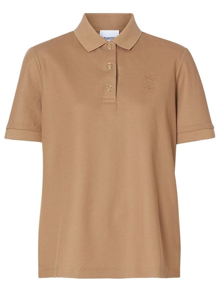 Burberry Monogram Motif Cotton Piqué Polo Shirt - Neutrals