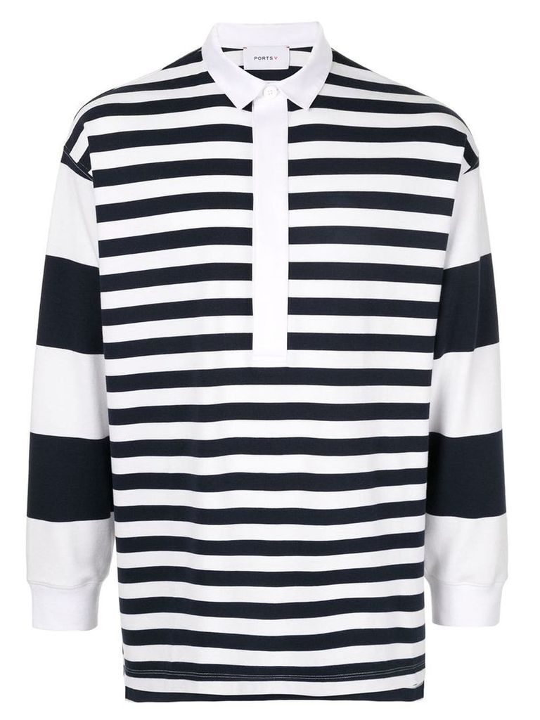 Ports V striped polo shirt - White
