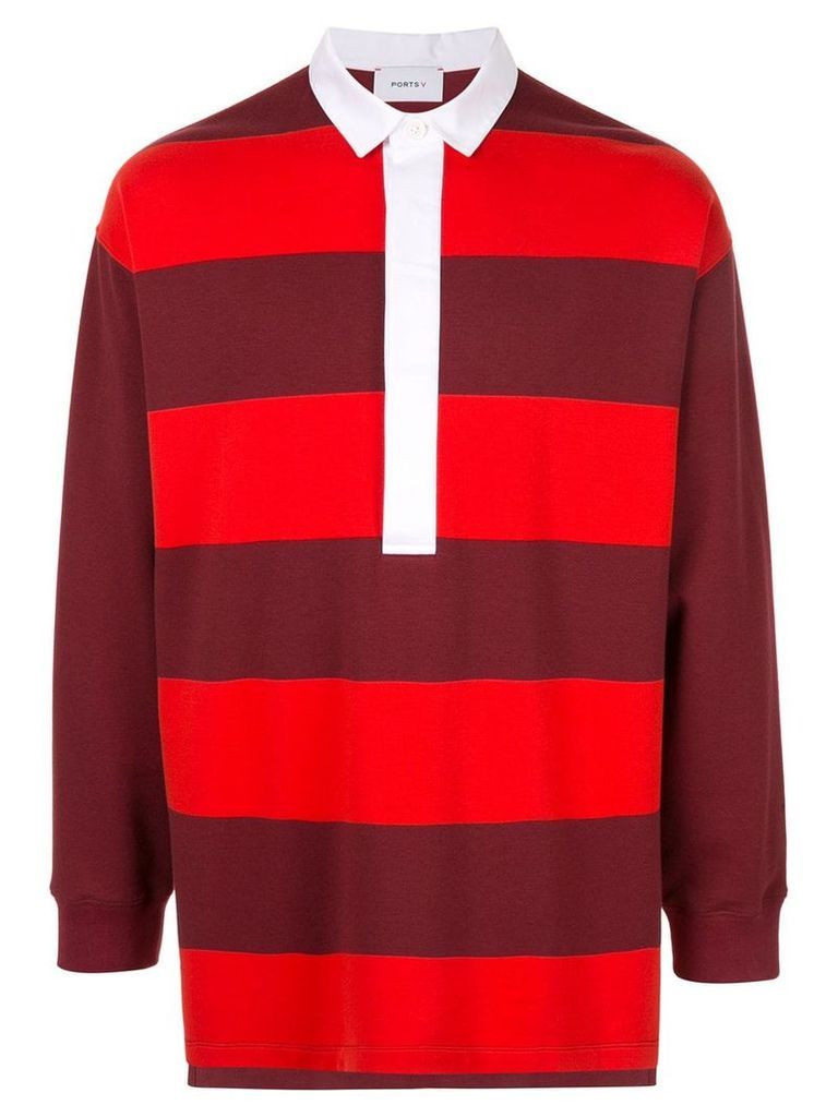 Ports V striped oversized polo shirt - Red