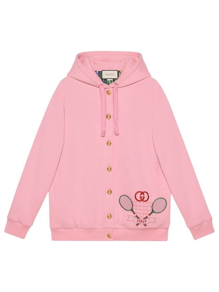 Gucci embroidered hoodie - PINK