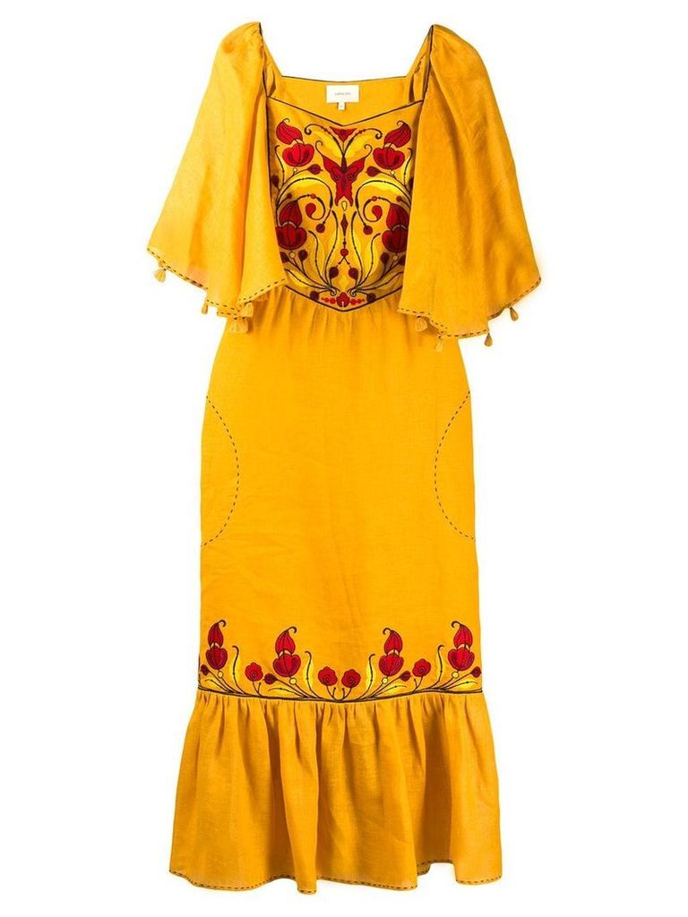 Sleeping Gypsy embroidered front dress - Yellow