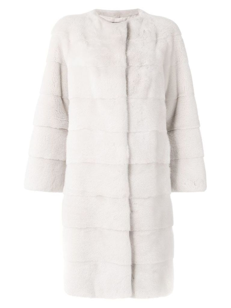 Liska collarless mid-length coat - NEUTRALS