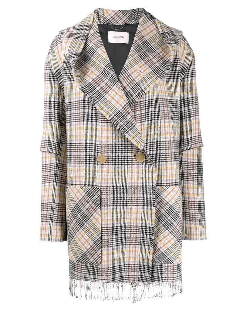 Dorothee Schumacher pastel check double-breasted jacket - NEUTRALS