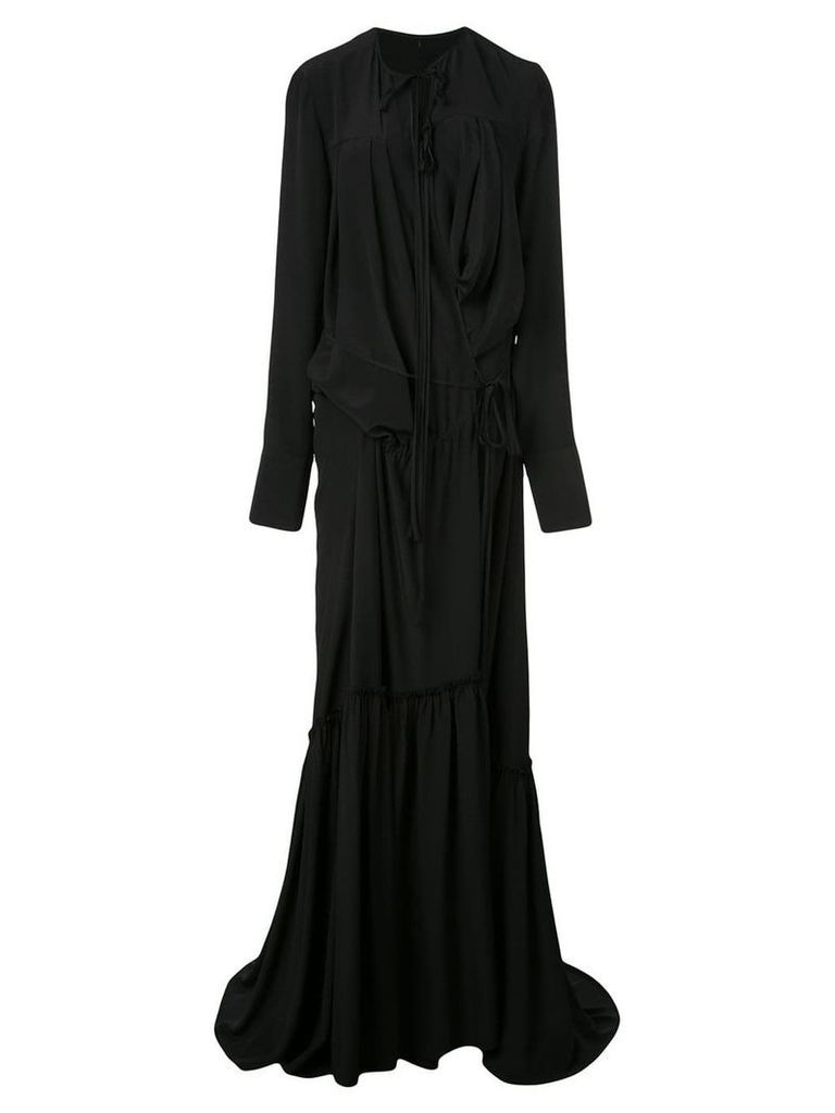 Vera Wang crepe wrap gown - Black