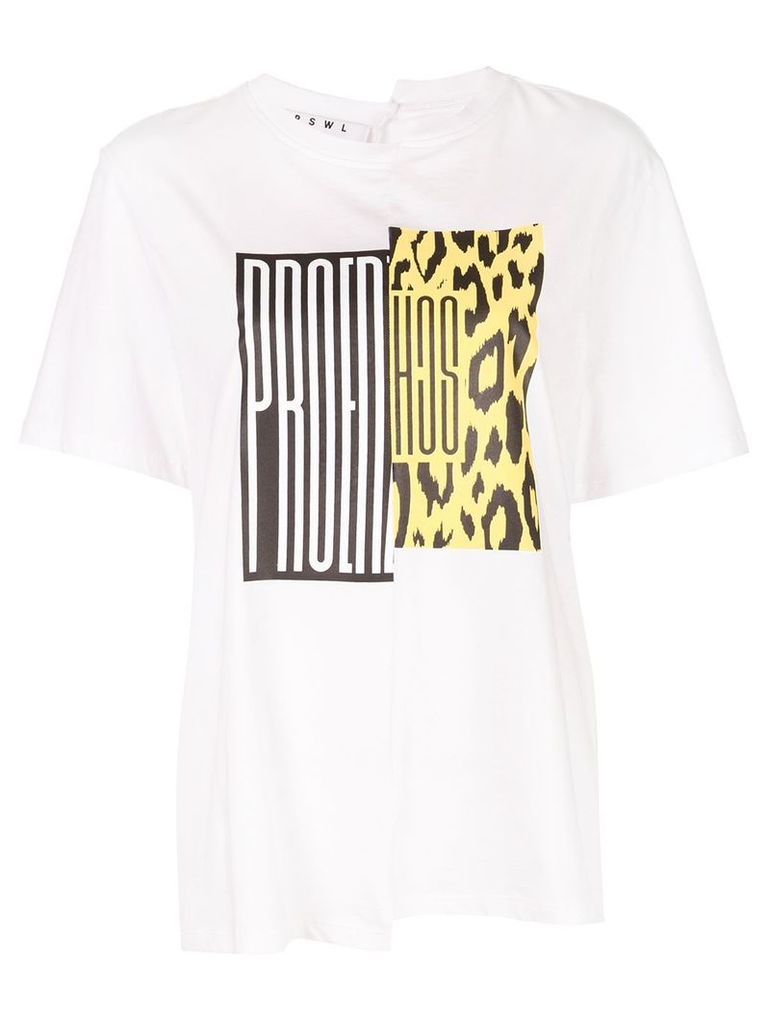 Proenza Schouler White Label split logo asymmetrical T-shirt