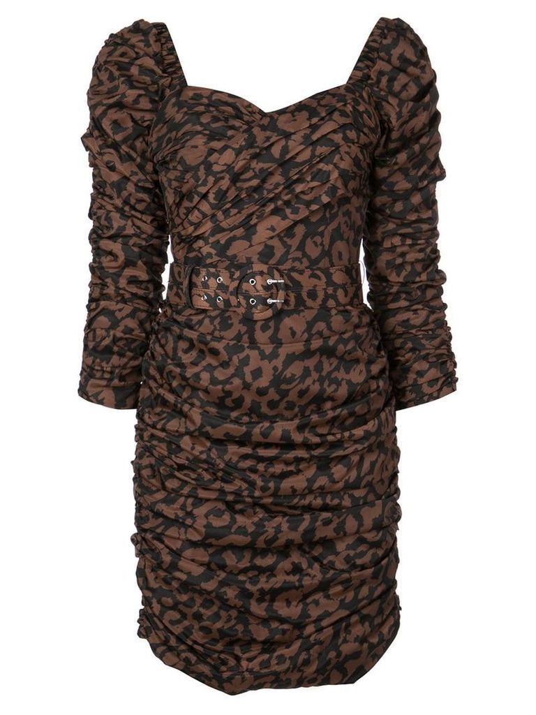 Nicholas gathered leopard print dress - Brown