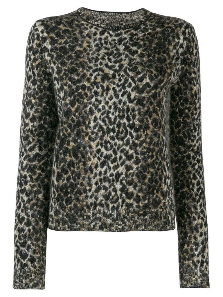 Saint Laurent leopard intarsia jumper - Black
