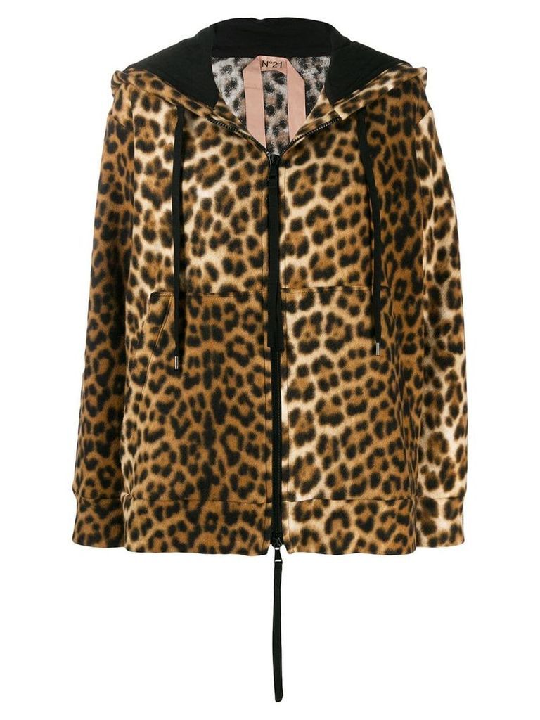 Nº21 leopard print hooded jacket - Black